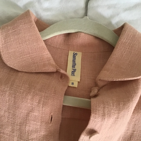 Samantha Pleet Double Sleeve Rose Linen Jacket Blouse - Picture 3 of 6